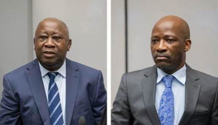 L'ancien ministre de la Jeunesse Charles Blé Goudé (g) et l'ancien président ivoirien Laurent Gbagbo (d), à la cour de la CPI, à La Haye.